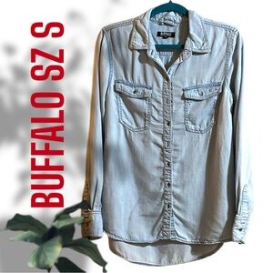 BUFFALO light DENIM SHIRT Men’s  SZ S Long Sleeves button down w Front Pockets
